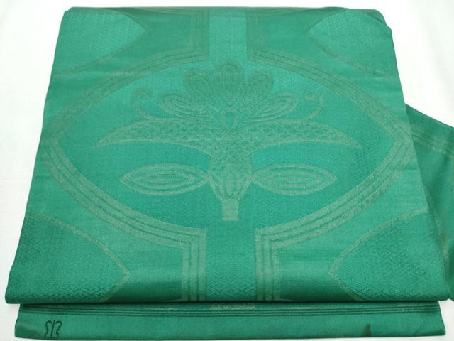 平和屋着物●西陣　川島織物　九寸名古屋帯　草花文　薄緑色　正絹　逸品　CABB0466hy