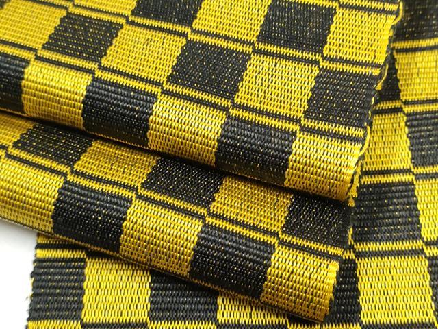 平和屋着物●本場黄八丈　紬　半幅帯　市松文様　正絹　逸品　CABB0471hy