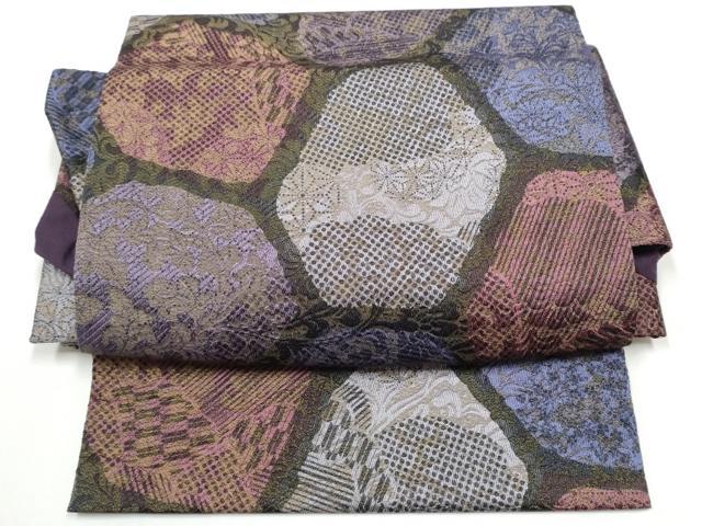 平和屋着物●つけ帯　花唐草文　金糸　正絹　逸品　CABB0483hy