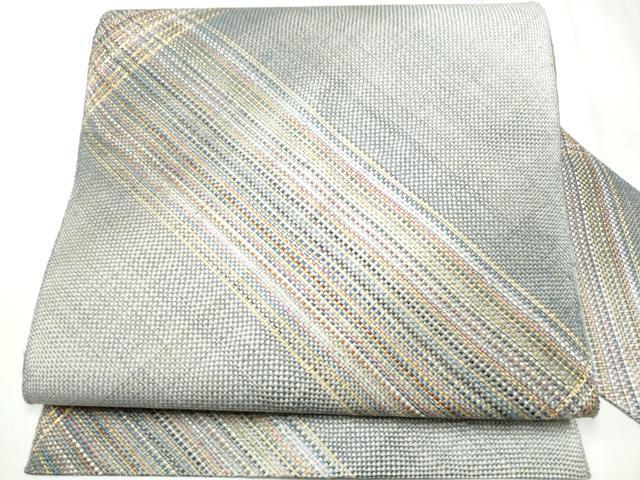 平和屋着物●八寸名古屋帯　組織　紗線文　金銀糸　正絹　逸品　CABB0500hy