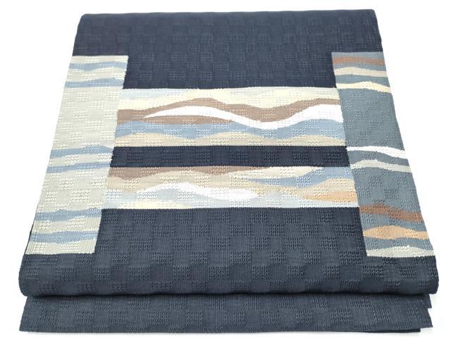 平和屋着物●八寸名古屋帯　すくい織　霞文　正絹　逸品　CABB0502hy