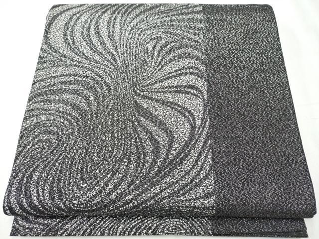 平和屋着物●二代目 川村久太郎　全通柄袋帯　流水文　銀通し地　正絹　逸品　CABB0515hy