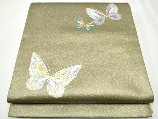 平和屋着物●染色作家　斉藤三才　太鼓柄袋帯　舞蝶文　金銀彩　引箔　正絹　逸品　CABB0516hy