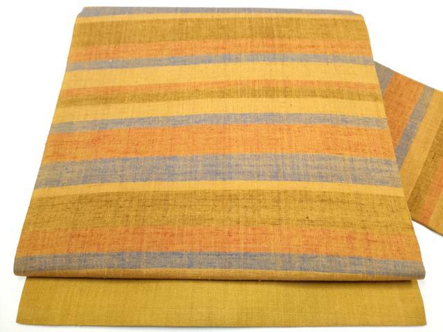 平和屋着物●九寸名古屋帯　紬地　縞　正絹　逸品　CABB0547hy