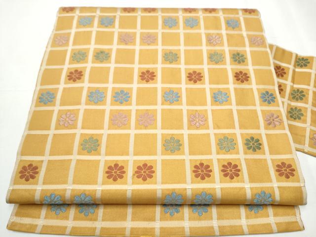 平和屋着物●九寸名古屋帯　唐織　吉野間道　正絹　逸品　CABB0548hy