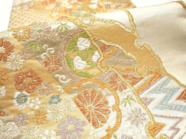 専用帯4966 4889 二点セット●高級 正絹 六通 袋帯 大雪輪 平和屋着物○西陣 川島織物 六通柄 本袋帯 雪輪舞花文