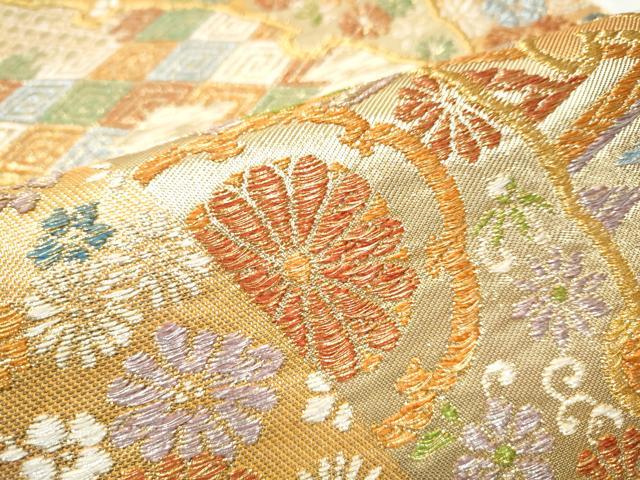 平和屋着物○西陣 川島織物 六通柄 本袋帯 雪輪舞花文