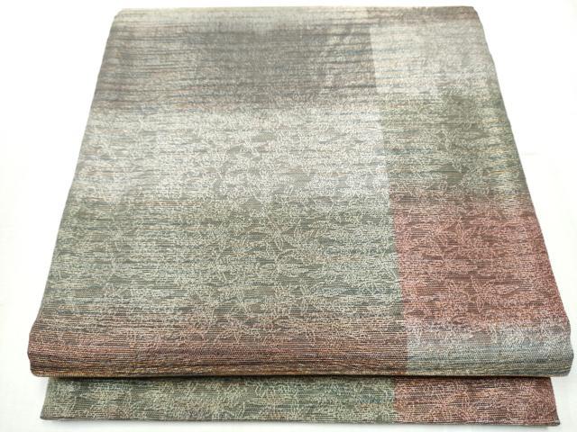 平和屋着物●紋屋井関　御寮織　両面　全通柄袋帯　霞枝葉文　金糸　正絹　逸品　CABB0737hy