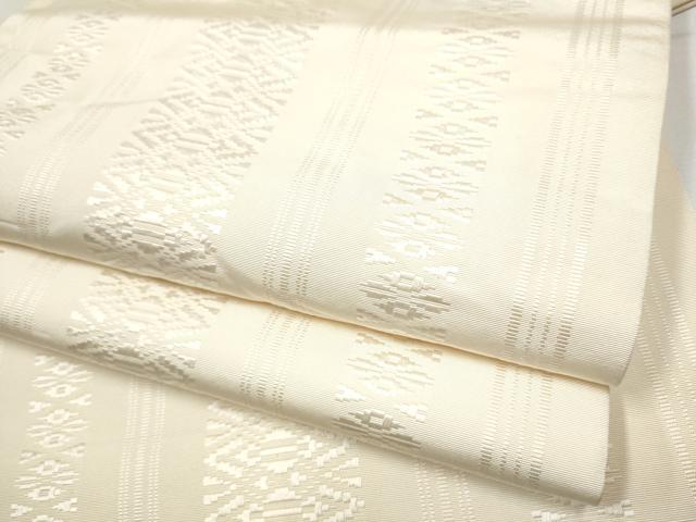 平和屋着物●本場筑前博多織　全通柄　本袋帯　献上　生成り色　正絹　逸品　CABB0753hy