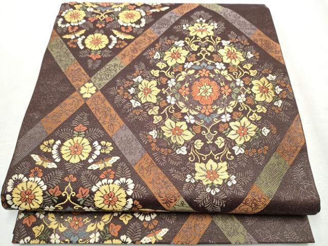 平和屋着物●西陣の名門　本家加納　六通柄袋帯　唐織　花唐草文　金糸　正絹　逸品　CABB0786hy