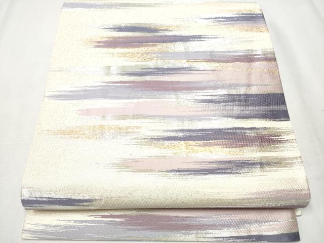 平和屋着物●六通柄袋帯　紅花染　平菱織　霞文　金銀糸　正絹　逸品　CABB0797hy