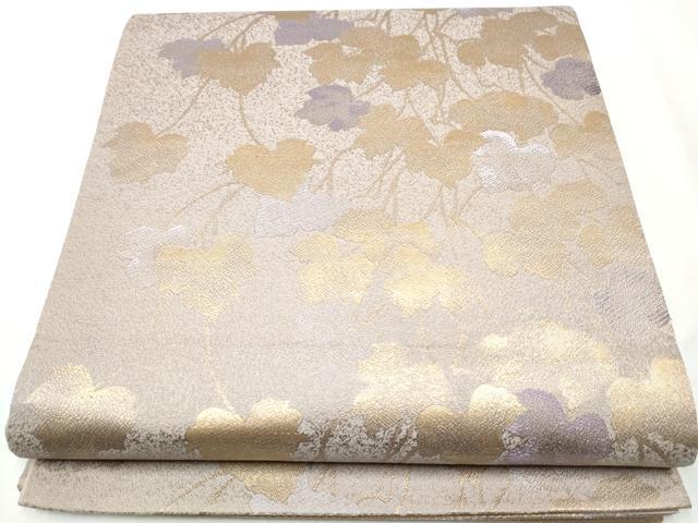 平和屋着物●六通柄袋帯　蔦の葉文　金糸　正絹　逸品　CABB0798hy