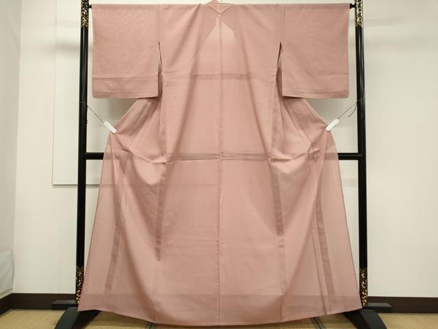 平和屋着物＊夏物　色無地　変わり絽　珊瑚色　正絹　逸品　CABB1722ou