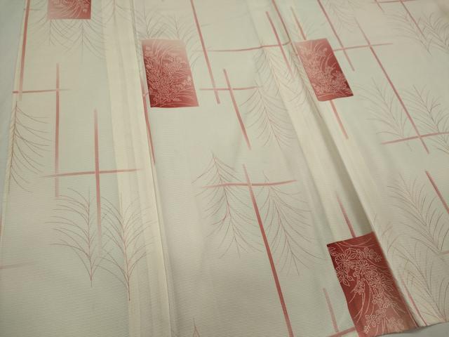 平和屋着物＊夏物　小紋　絽　色紙草花文　暈し染め　正絹　逸品　CABB1724ou_3