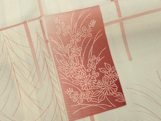 平和屋着物＊夏物　小紋　絽　色紙草花文　暈し染め　正絹　逸品　CABB1724ou_5