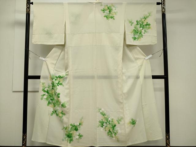 平和屋着物＊夏物　訪問着　絽　草葉文　暈し染め　正絹　逸品　CABB1729ou