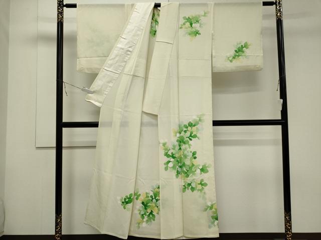 平和屋着物＊夏物　訪問着　絽　草葉文　暈し染め　正絹　逸品　CABB1729ou_2