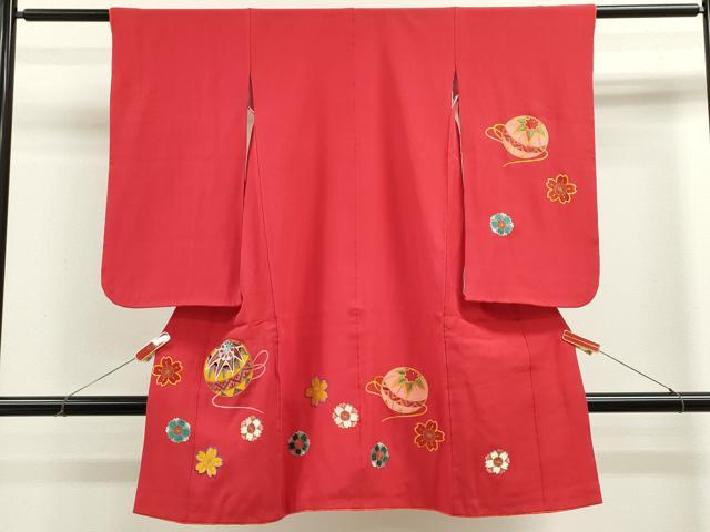 平和屋着物[]七五三　女の子　３歳　祝着　三つ身　総刺繍　鞠舞桜文　金糸　逸品　CABB2037ze