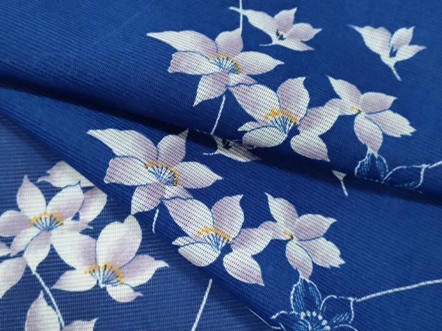 平和屋着物＊夏物　小紋　絽　枝花文　洗える着物　CABB2093ze