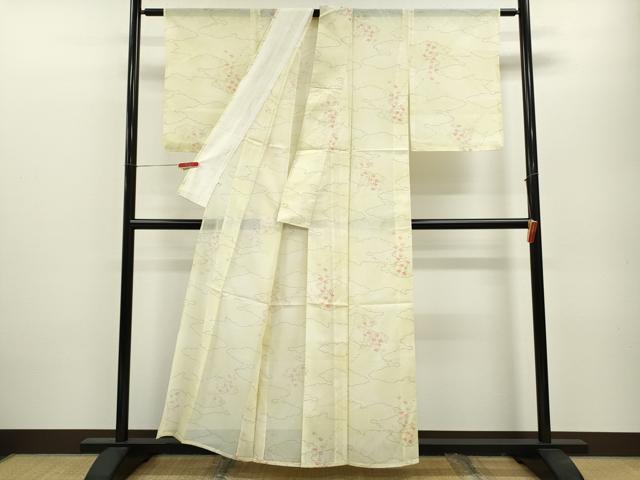 平和屋着物＊夏物　小紋　絽　雲取り草花文　洗える着物　CABB2101ze_2