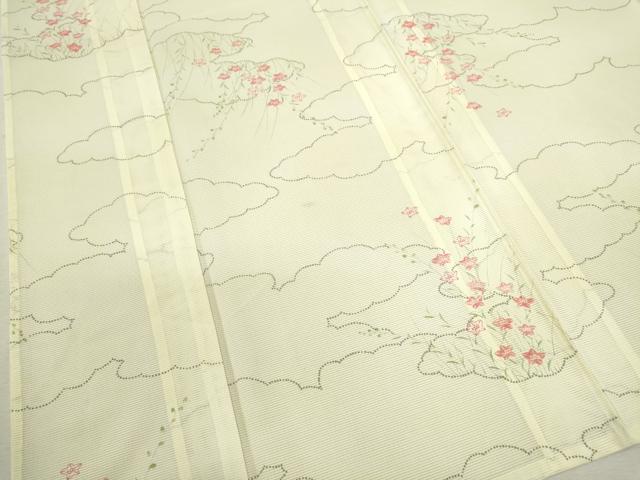 平和屋着物＊夏物　小紋　絽　雲取り草花文　洗える着物　CABB2101ze_3