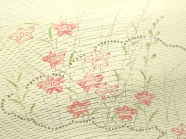 平和屋着物＊夏物　小紋　絽　雲取り草花文　洗える着物　CABB2101ze_4
