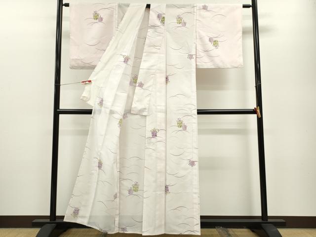 平和屋着物＊夏物　小紋　絽　芝草仕覆文　洗える着物　CABB2102ze_2