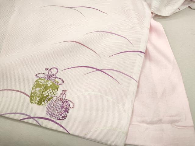 平和屋着物＊夏物　小紋　絽　芝草仕覆文　洗える着物　CABB2102ze_6