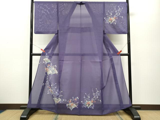 平和屋着物＊夏物　訪問着　絽　枝花文　金彩　洗える着物　CABB2199ze
