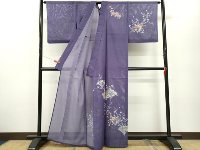 平和屋着物＊夏物　訪問着　絽　枝花文　金彩　洗える着物　CABB2199ze_1
