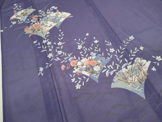 平和屋着物＊夏物　訪問着　絽　枝花文　金彩　洗える着物　CABB2199ze_3
