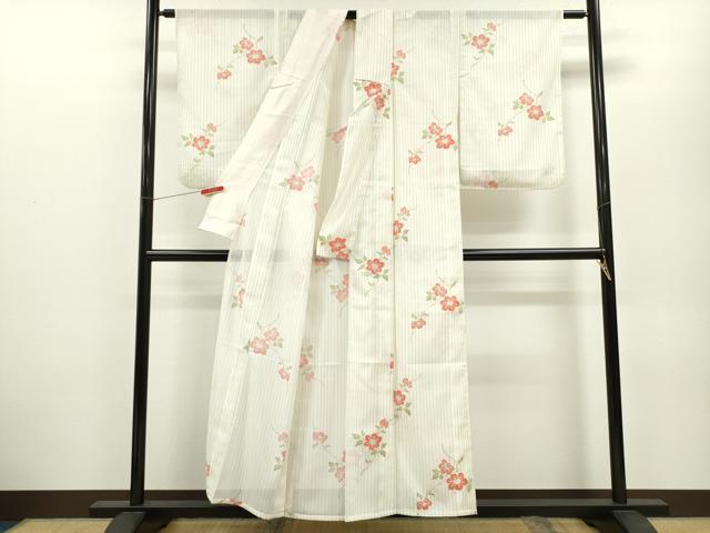 平和屋着物＊夏物　小紋　絽　枝花文　洗える着物　CABB2220ze_2