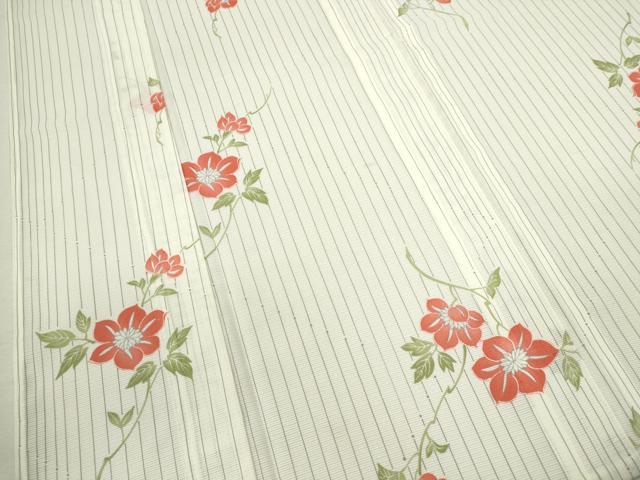 平和屋着物＊夏物　小紋　絽　枝花文　洗える着物　CABB2220ze_3