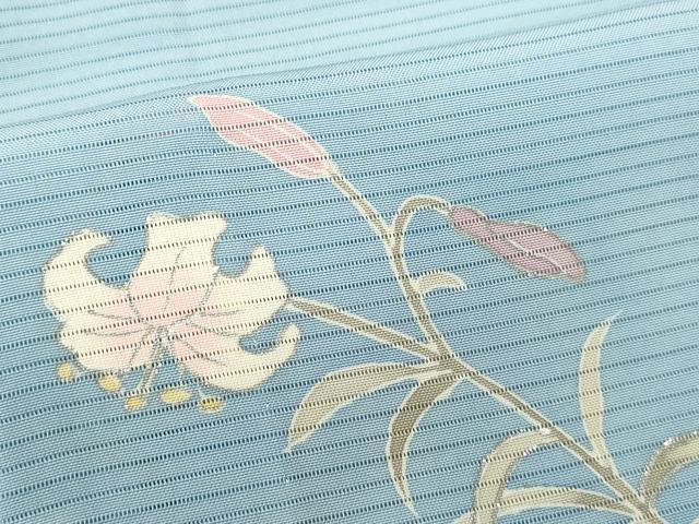 平和屋着物＊夏物　訪問着　絽　刺繍　枝花文　暈し染め　銀彩　正絹　逸品　CABB2251ze_6