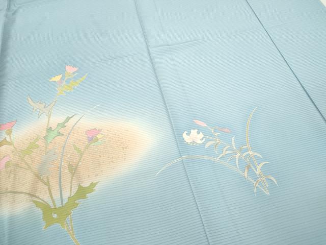 平和屋着物＊夏物　訪問着　絽　刺繍　枝花文　暈し染め　銀彩　正絹　逸品　CABB2251ze_4