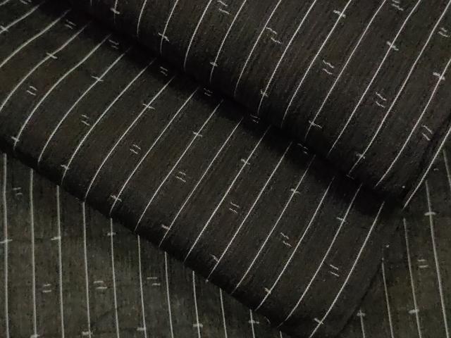 平和屋着物＊夏物　紗紬　縞　黒地　正絹　逸品　CABB2255ze
