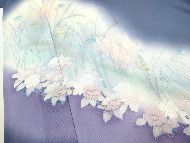 平和屋着物＊夏物　訪問着　絽　手描き　草花文　暈し染め　銀彩　正絹　逸品　未使用　CABB2259ze_3