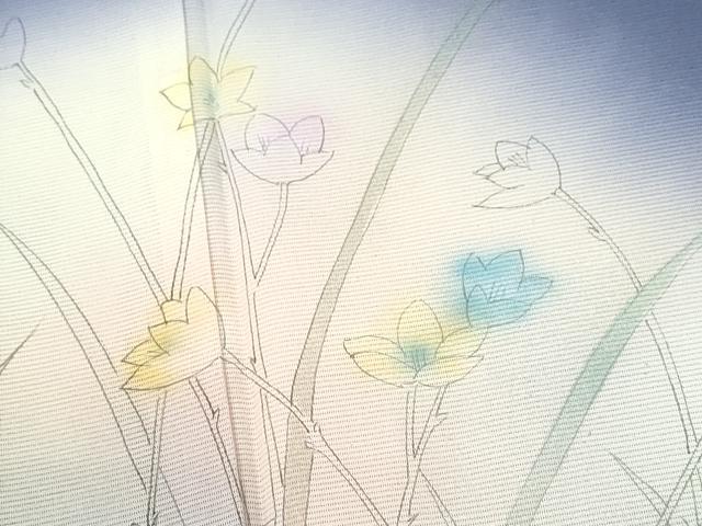 平和屋着物＊夏物　訪問着　絽　手描き　草花文　暈し染め　銀彩　正絹　逸品　未使用　CABB2259ze_2