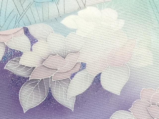 平和屋着物＊夏物　訪問着　絽　手描き　草花文　暈し染め　銀彩　正絹　逸品　未使用　CABB2259ze_5