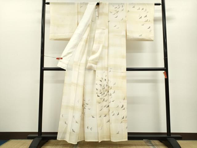 平和屋着物＊夏物　訪問着　絽　飛鳥文　暈し染め　金銀彩　正絹　逸品　CABB2271ze 平和屋着物＊夏物 訪問着 絽 飛鳥文 暈し染め 金銀彩 正絹 逸品