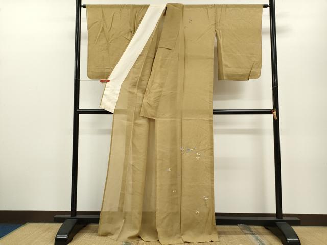 平和屋着物＊夏物　訪問着　紗紬　総刺繍　草花文　銀糸　正絹　逸品　CABB2284ze_2