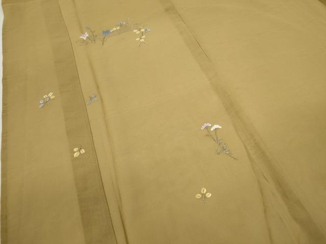 平和屋着物＊夏物　訪問着　紗紬　総刺繍　草花文　銀糸　正絹　逸品　CABB2284ze_3
