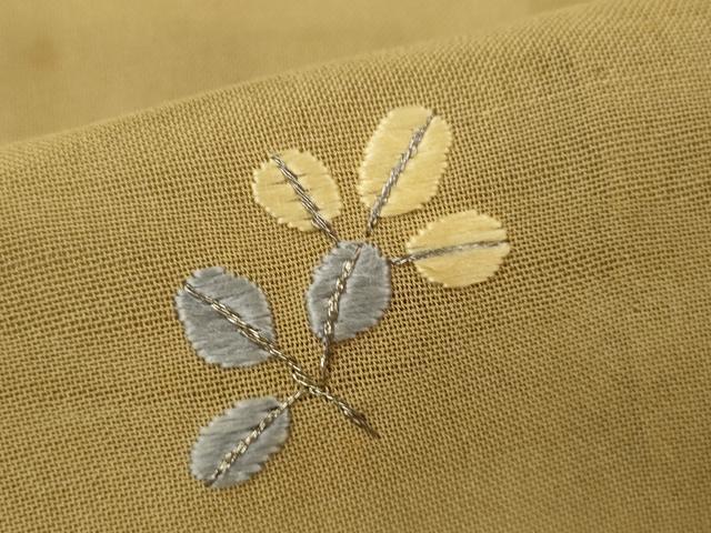 平和屋着物＊夏物　訪問着　紗紬　総刺繍　草花文　銀糸　正絹　逸品　CABB2284ze_6