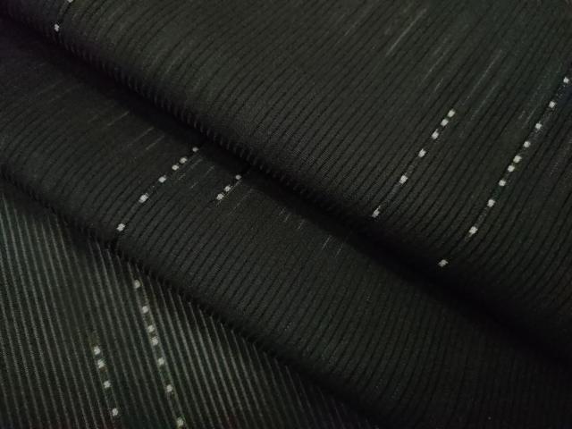 平和屋着物＊夏物　小紋　縦絽　吉祥文　黒地　正絹　逸品　CABB2290ze