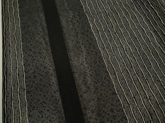 平和屋着物＊夏物　小紋　紗　縞吉祥文　黒地　正絹　逸品　CABB2323ze 平和屋着物＊夏物 小紋 紗 縞吉祥文 黒地 正絹 逸品 CABB2323zeの通販