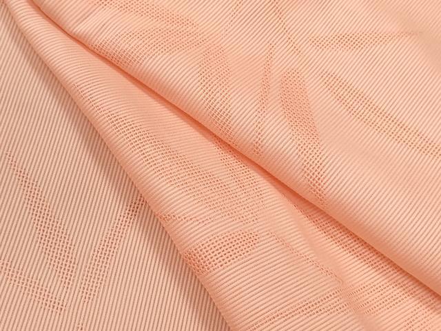 平和屋着物＊夏物　色無地　笹竹紋紗　珊瑚色　正絹　逸品　CABB2384ze