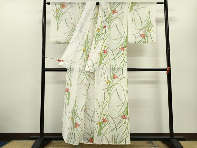 平和屋着物＊夏物　小紋　絽　燕子花　正絹　逸品　CABB2390ze_2