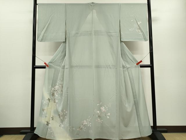 平和屋着物＊夏物　訪問着　絽　駒刺繍　枝花文　暈し染め　金彩　正絹　逸品　CABB2396ze