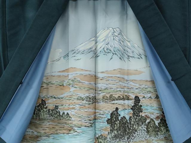 平和屋着物●男性　紬　アンサンブル　色無地　濃紺地　正絹　逸品　CABB4016yc_8