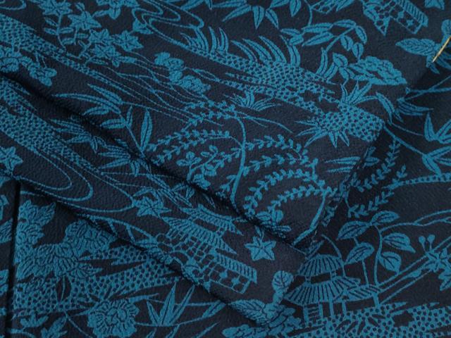 平和屋着物●上質な小紋　型染め　霞文草花文　正絹　逸品　CABB4030yc